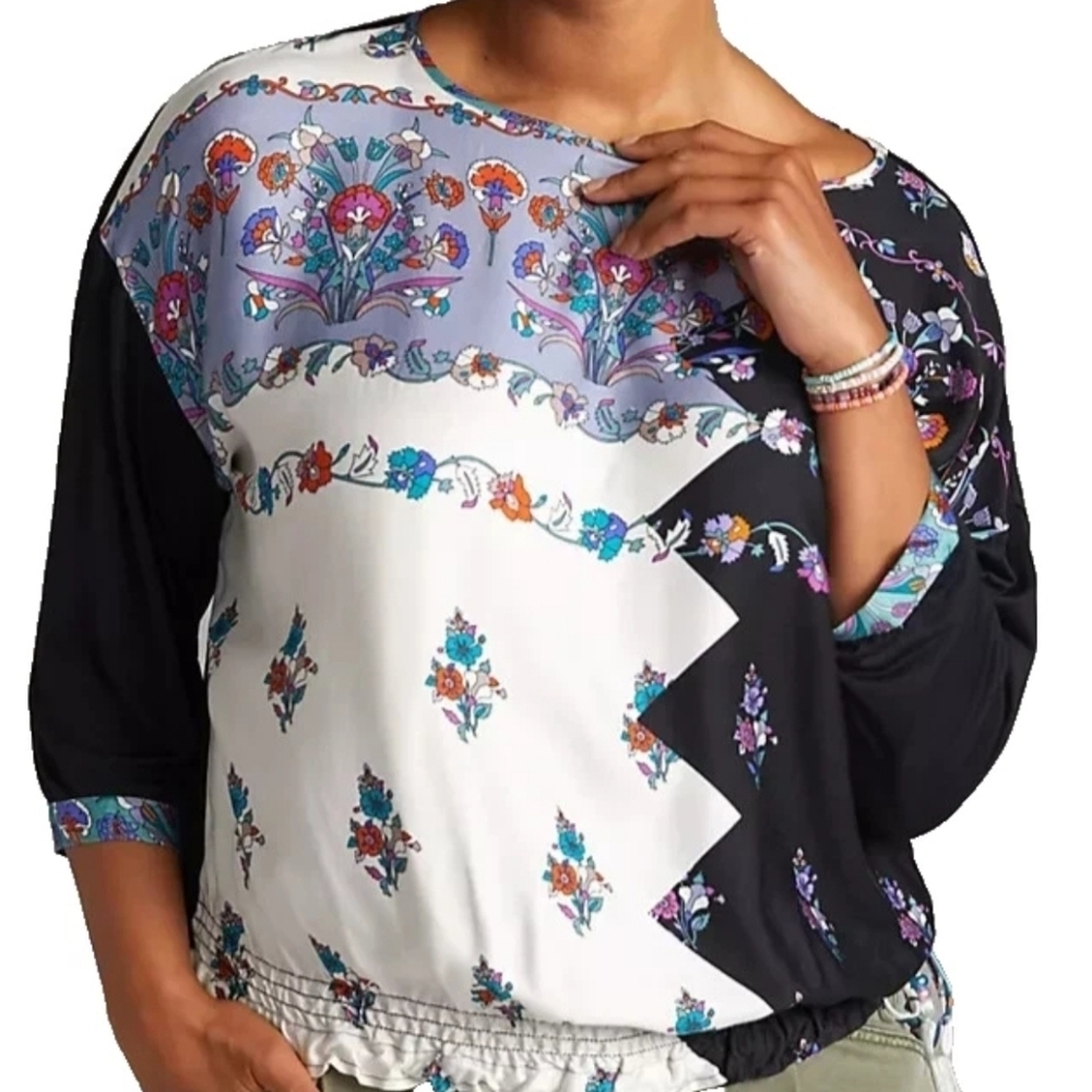 Tiny Anthropologie Contrast Floral Top